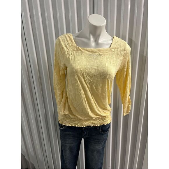 APT nine yellow 3/4 sleeve top - Picture 1 of 2